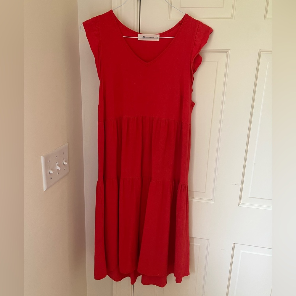 The Impeccable Pig Red Flowy Dress